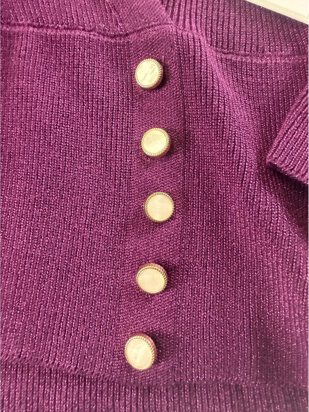 Calligraphie Women XL Plum Metallic Lurex Wrap Peplum Sweater Top NWT - Picture 2 of 9